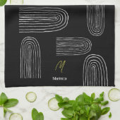 Boho Mid Century Chic Regenboog Monogram Theedoek (Gevouwen)