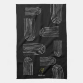 Boho Mid Century Chic Regenboog Monogram Theedoek (Verticaal)