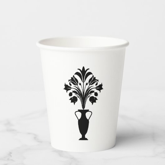 Boho Mid Century Flower Pot Papieren Bekers (Achterkant)