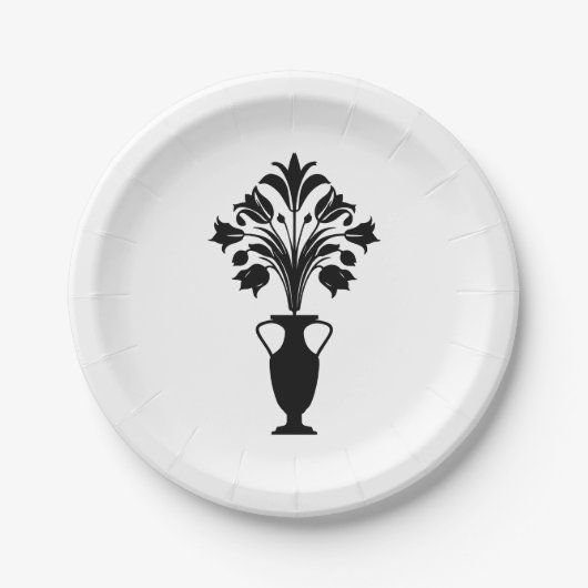 Boho Mid Century Flower Pot Papieren Bordje (Voorkant)