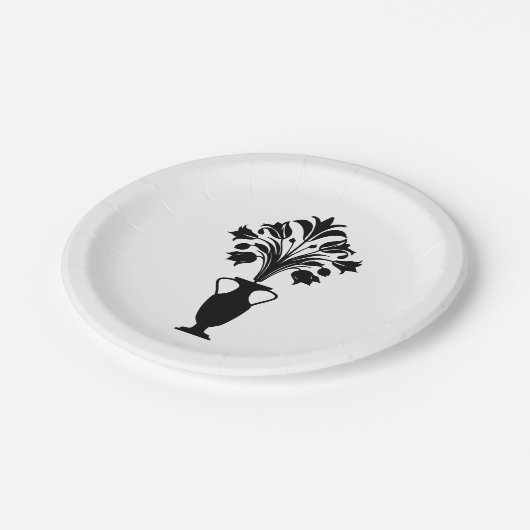 Boho Mid Century Flower Pot Papieren Bordje (Gekanteld)