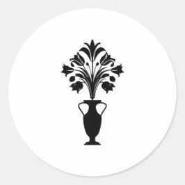Boho Mid Century Flower Pot Ronde Sticker