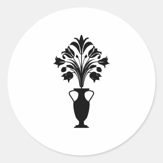 Boho Mid Century Flower Pot Ronde Sticker (Voorkant)