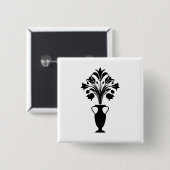 Boho Mid Century Flower Pot Vierkante Button 5,1 Cm (Voorkant /achterkant)