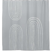 Boho Mid Century Lichtblauw Douchegordijn (Voorkant)