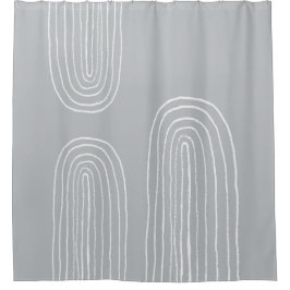 Boho Mid Century Lichtblauw Douchegordijn