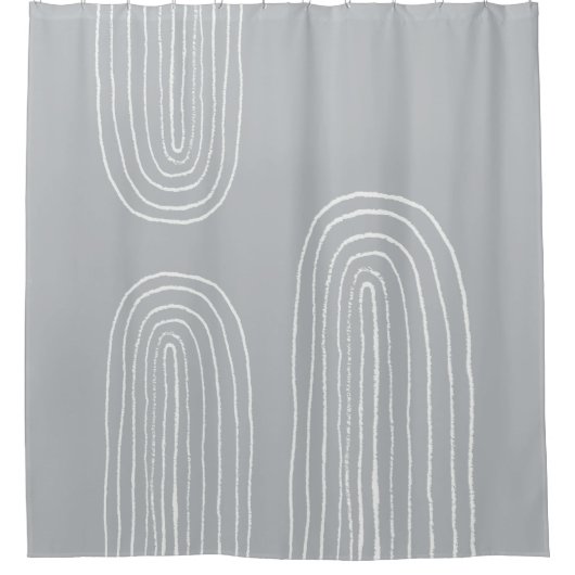 Boho Mid Century Lichtblauw Douchegordijn (Voorkant)