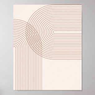 Boho Mid Century Modern  Line Rainbow 4 Poster