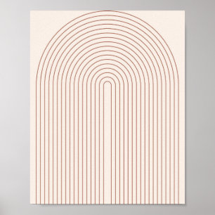 Boho Mid Century Modern  Line Rainbow 5 Poster