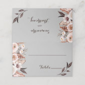 Boho Mid-Grey met Roze Bloemen Place Card Plaatskaartje (Buitenkant ongevouwen)