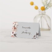 Boho Mid-Grey met Roze Bloemen Place Card Plaatskaartje (Achterkant)