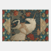Boho middeleeuwse eenhoorn verlichte bloem inpakpapier vel (Voorkant 2)