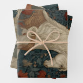 Boho middeleeuwse eenhoorn verlichte bloem inpakpapier vel (In situ)