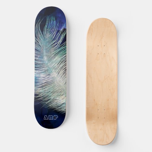 *~* Boho Midnight Blue Sky Kosmische Pastel Veer Persoonlijk Skateboard (Voorkant)