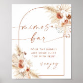 Boho Mimosa Bar Bord | Terracotta Pampas Gras Poster (Voorkant)