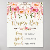 Boho Mimosa Bar Roze Goud Bruiloftsfeest Poster (Voorkant)