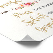 Boho Mimosa Bar Roze Gouden Bruidsmeisjesfeestje Poster (Hoek)