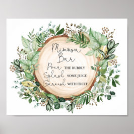 Boho Mimosa Bar Rustieke Groene Bruidsdouche Poster