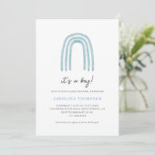 Boho Minimaal Blauw Regenboog Baby Shower Kaart (Staand voorkant)