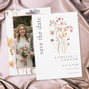 Boho Minimaal Gedroogde Wilde Bloem Botanische Tro Save The Date