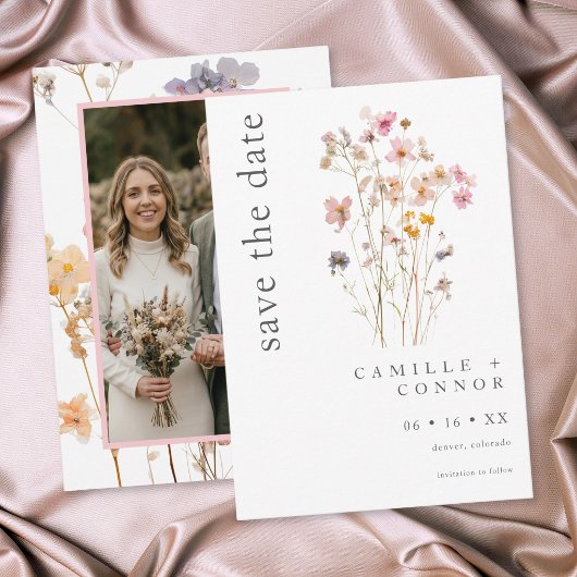 Boho Minimaal Gedroogde Wilde Bloem Botanische Tro Save The Date