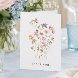 Boho Minimaal Geperste Wilde Bloem Botanische Trou Bedankkaart