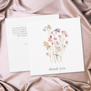 Boho Minimaal Geperste Wilde Bloem Botanische Trou Bedankkaart