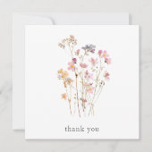 Boho Minimaal Geperste Wilde Bloem Botanische Trou Bedankkaart (Voorkant)
