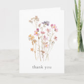 Boho Minimaal Geperste Wilde Bloem Botanische Trou Bedankkaart (Voorkant)