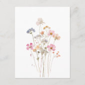 Boho Minimaal Geperste Wilde Bloem Botanische Trou Informatiekaartje (Achterkant)