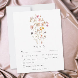 Boho Minimaal Geperste Wilde Bloem Botanische Trou RSVP Kaartje