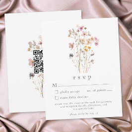 Boho Minimaal Geperste Wilde Bloem Botanische Trou RSVP Kaartje