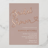 Boho Minimaal Hart Script Terracotta Vrijgezellenf Folie Uitnodiging (Voorkant)