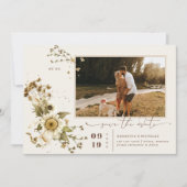 Boho Minimaal Herfst Wilde Bloem Foto Bewaar de Da Save The Date (Voorkant)
