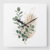 Boho Minimaal Natuurlijke Botanische Wandklok (Voorkant)