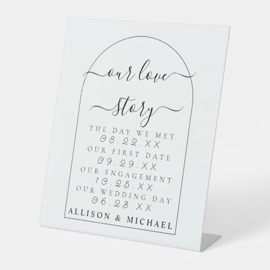 Boho Minimaal script Ons liefdesverhaal Pedestal S Reclamebord Met Voetstuk (Voorkant)