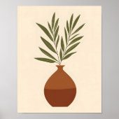 Boho Minimaal Vaas Botanisch Neutraal Terracotta Poster (Voorkant)