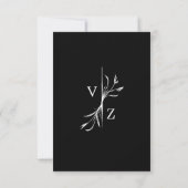 Boho Minimal Black and White Leaf Monogram Wedding RSVP Kaartje (Achterkant)