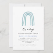 Boho Minimal Blue Rainbow Baby shower Kaart (Voorkant)