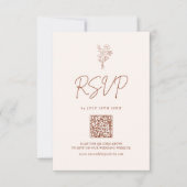 Boho Minimal Botanicals Terracotta QR Code Huwelij RSVP Kaartje (Voorkant)