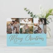 Boho Minimal Christmas Kaart 4 Foto's Vakantie Kaa (Staand voorkant)