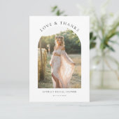 Boho Minimal Love & Thanks Bruiloft Feest Foto Bedankkaart (Staand voorkant)