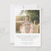 Boho Minimal Love & Thanks Bruiloft Feest Foto Bedankkaart (Achterkant)