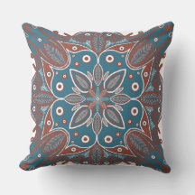 Boho Minimal Mandala Hand-Drawn Rust Blauwgroen