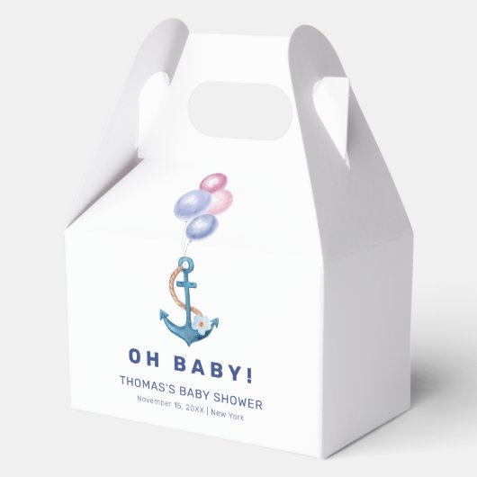 Boho Minimal Nautical Anchor Balloon Baby shower Bedankdoosjes (Voorkant)