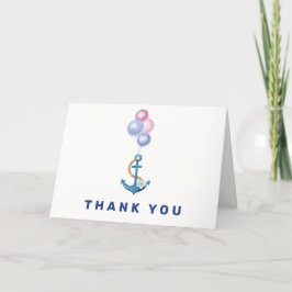 Boho Minimal Nautical Anchor Balloon Baby shower Bedankkaart