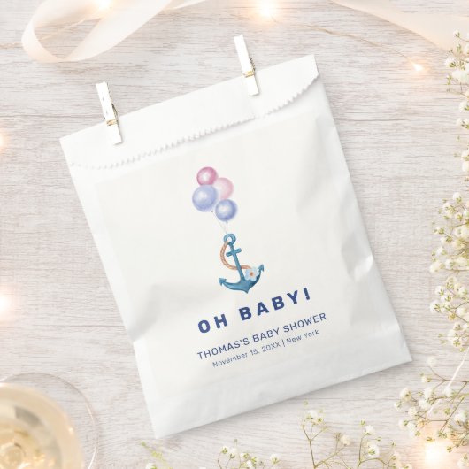 Boho Minimal Nautical Anchor Balloon Baby shower Bedankzakje (Geknipt)