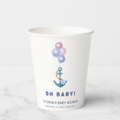 Boho Minimal Nautical Anchor Balloon Baby shower Papieren Bekers (Achterkant)