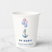 Boho Minimal Nautical Anchor Balloon Baby shower Papieren Bekers (Voorkant)