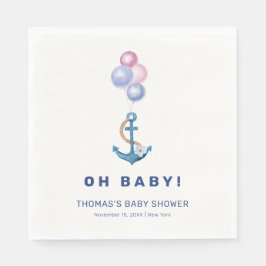 Boho Minimal Nautical Anchor Balloon Baby shower Servet
